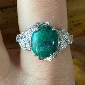 Natural Chrysocolla Sterling Silver Ring Size 8